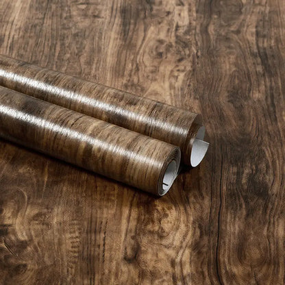 Self-Adhesive Waterproof Wood Grain Vinyl Wallpaper Roll – PVC Wall Sticker for Furniture Renovation & Bedroom Home Decor