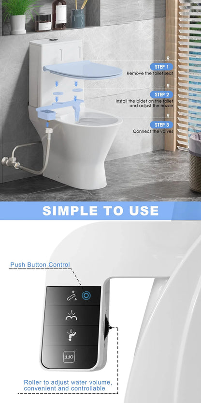 ITAX Self-Cleaning Bidet Attachment – Non-Electric Ultra-Thin Dual Nozzle with Side Arm Control for Toilet Seat