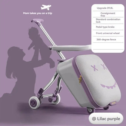 Kids Ride-On Luggage with Folding Stroller – 20-Inch Rolling Suitcase for Toddlers and Babies