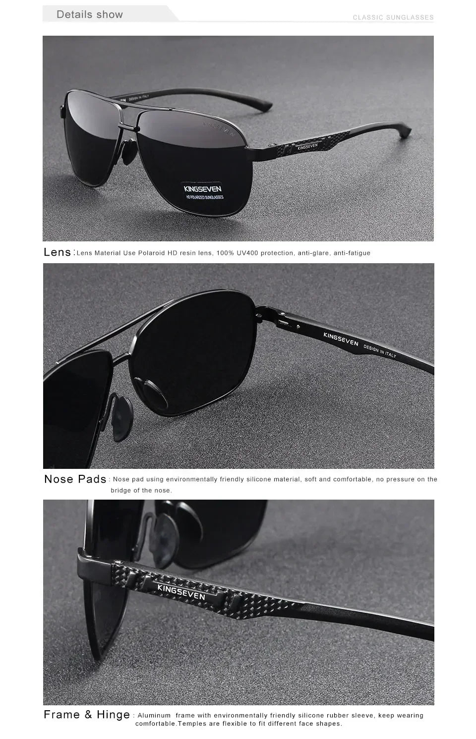 KINGSEVEN Polarized Pilot Sunglasses – UV400 HD Lens Aluminum Frame Photochromic Night Vision Eyewear for Men & Women