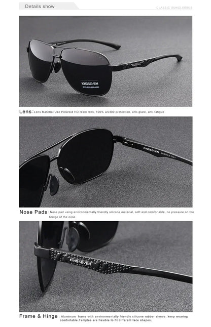 KINGSEVEN Polarized Pilot Sunglasses – UV400 HD Lens Aluminum Frame Photochromic Night Vision Eyewear for Men & Women