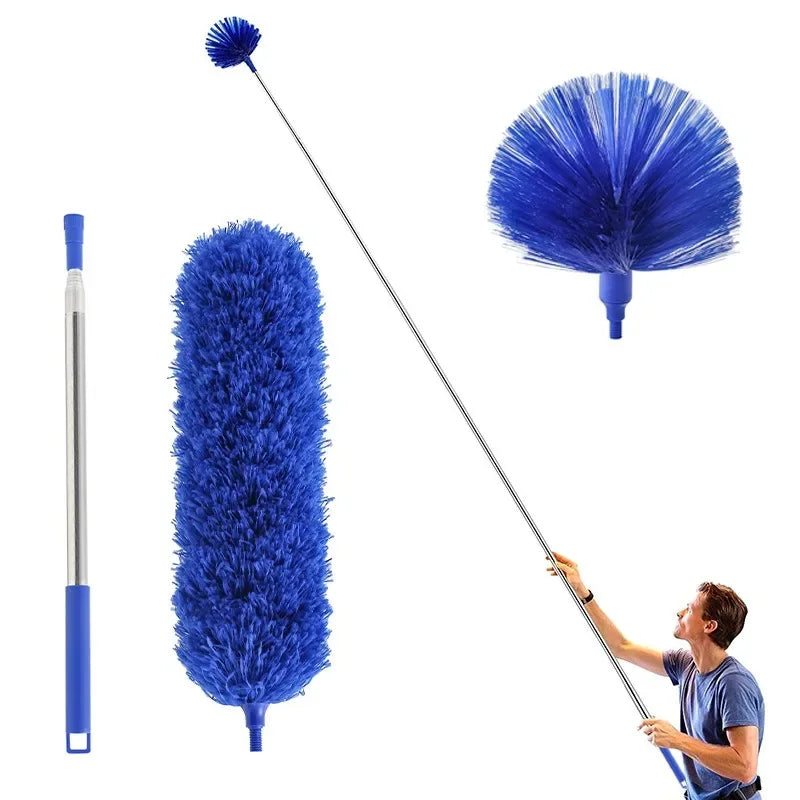 2.5m Spider Web Broom Set — 3-Pack Retractable Ceiling & Roof Dust Sweeper, Extended Dust Duster