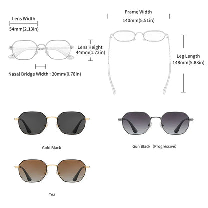 GCV Classic Retro Women's Rectangular Sunglasses — Metal Frame with Polaroid Lenses