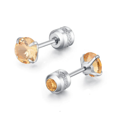Medical Stainless Steel Zircon Ear Stud Earrings – Hypoallergenic Crystal Cartilage & Tragus Piercing Jewelry with Screw Back