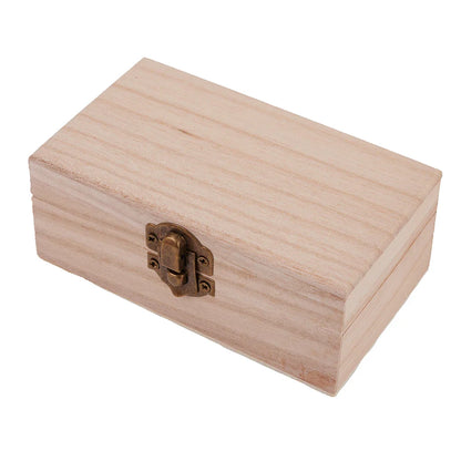 Wooden Jewelry Storage Box with Lid — Square Hinged Craft Box for DIY, Home Decor, and Mother's Day Gift