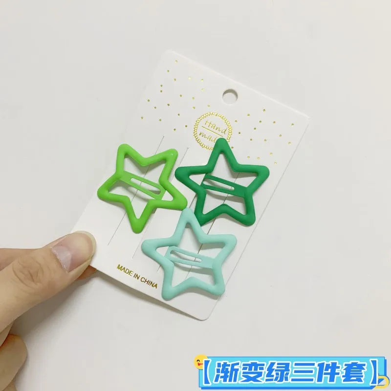 3PCS Candy Color BB Hair Clips – Y2K Star Heart Rectangle Metal Snap Barrettes for Girls & Women Cute Hair Accessories