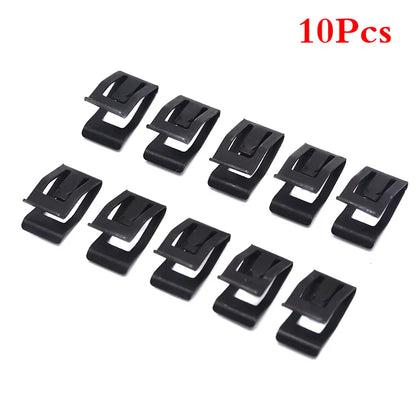 10Pcs Universal Car Front Console Trim Clips - Black Metal Rivet Fasteners for Dashboard Auto Retainer