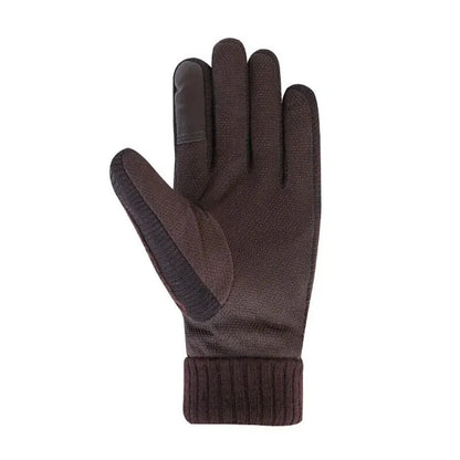 Men's Winter Cycling and Motorcycle Gloves - Windproof Leather with Cold Insulation, Touch Screen, and Anti-Slip Thick Pile