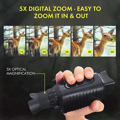 1080P HD Monocular Night Vision – 5X Infrared Zoom Hunting Telescope, 300m Full Darkness Range