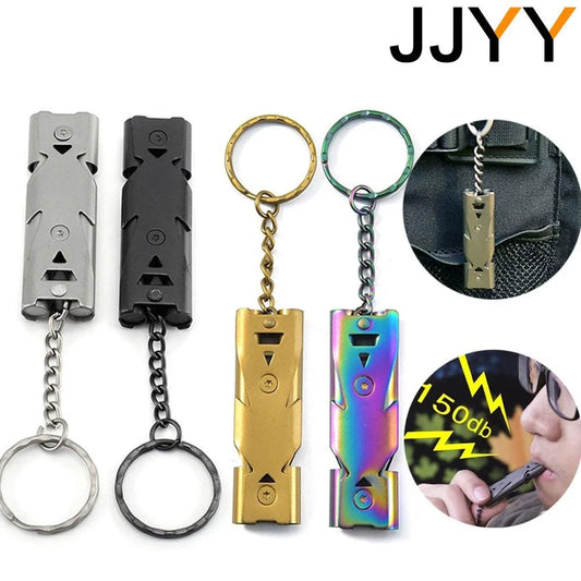 Outdoor EDC Survival Whistle – High Decibel Double Pipe Stainless Steel Keychain