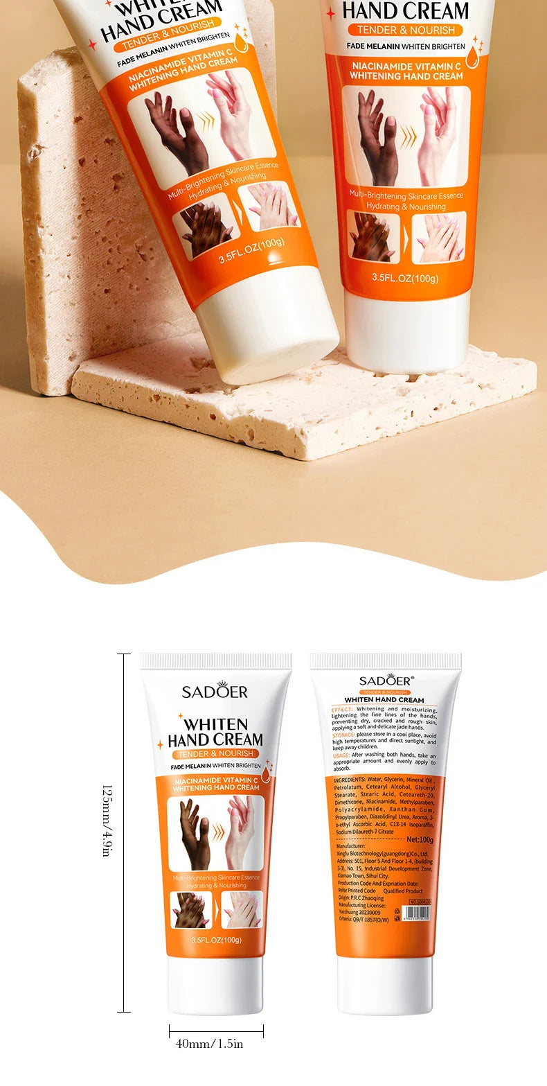 1/2/3pcs SADOER 100g Hand Cream – Moisturizing, Brightening & Non-Greasy Hydration for Soft, Beautiful Hands (Travel Size)