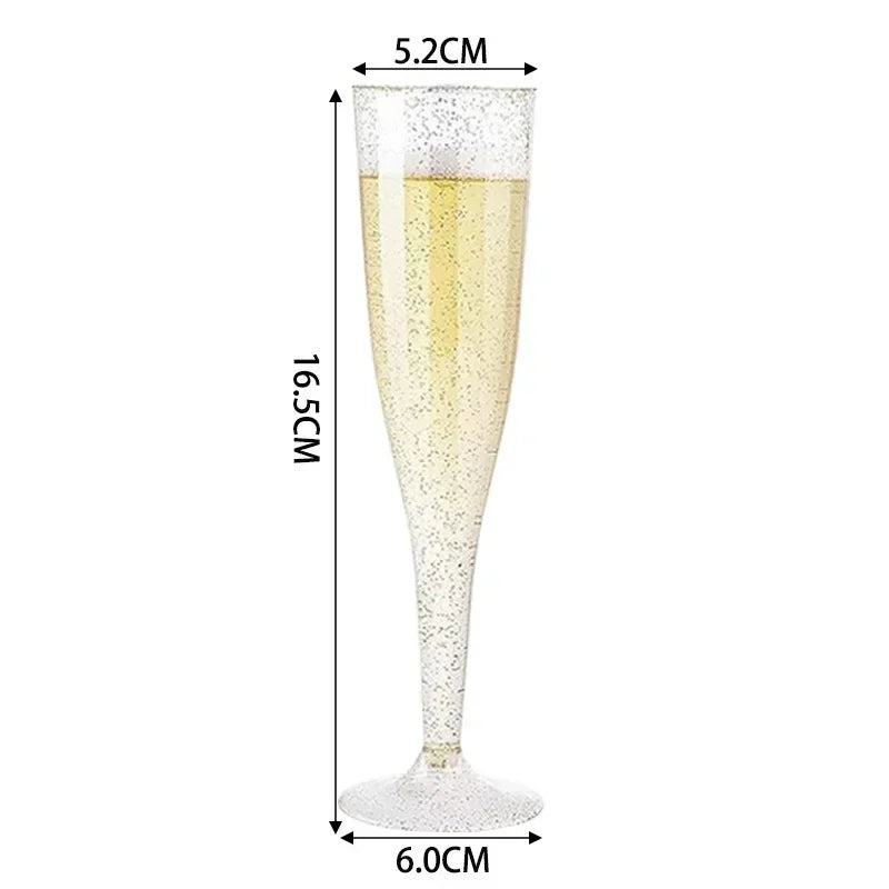 25Pcs 5oz Clear Plastic Champagne Flutes – Disposable Sparkling Wine & Cocktail Cups for Weddings, Parties & Toasting Events
