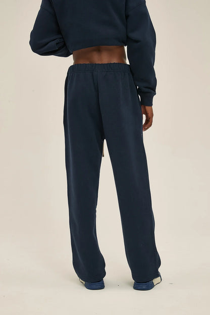 Straight-Lined Solid Color Cashmere Sweatpants – Soft Cozy Lounge Pants