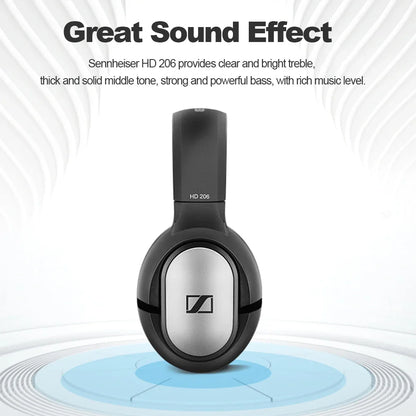 Sennheiser HD 206 Wired Headphones – Deep Bass Stereo Noise-Isolating Earphones for Sports & Gaming