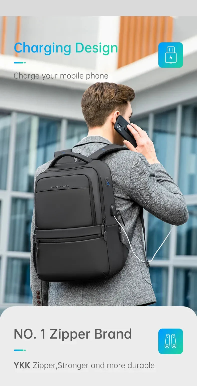 MARK RYDEN Multi-Layer Men's Backpack — Water-Repellent Laptop Bag Fits 15.6" for Students