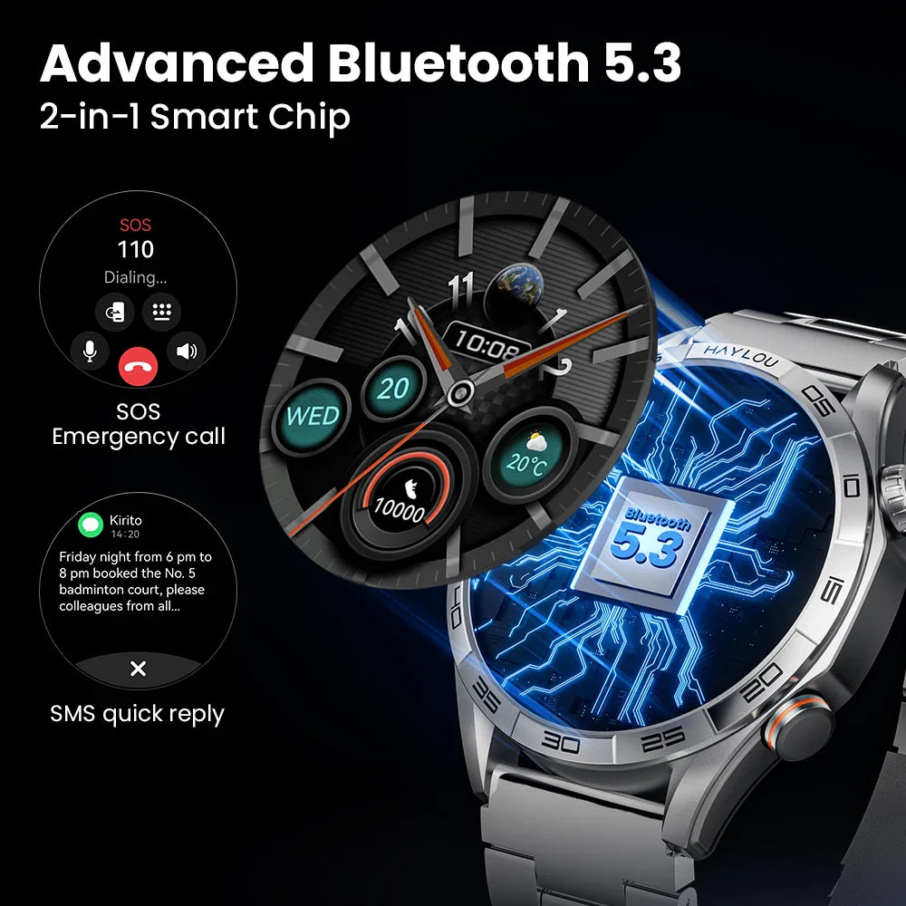 HAYLOU Solar 5 Smartwatch — 1.58" AMOLED, Voice Calling, 24H Health & Sports Tracker for Men
