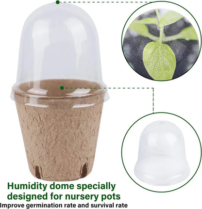Complete Seed Starter Kit: Biodegradable Peat Pots with Labels and Humidity Domes - Perfect for Seedling Planting