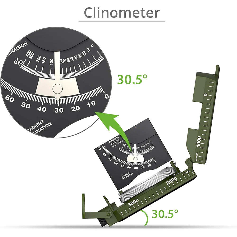 Multifunctional High-Precision Military Compass — Waterproof Metal Outdoor Survival Camping Compass with Fluorescent & Geological Features