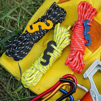 4pcs Outdoor Tent Guy Lines – Reflective Camping Ropes with Aluminum Tensioner & Pouch for Tent, Tarp, Canopy