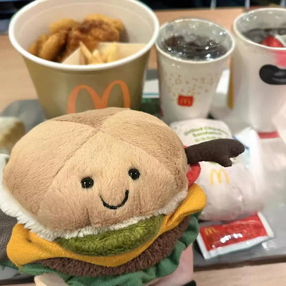 15cm Cute Cartoon Hamburger & Taco Plush Toy – Soft Fluffy Stuffed Doll, Creative Kids Gift for Birthday & Holidays