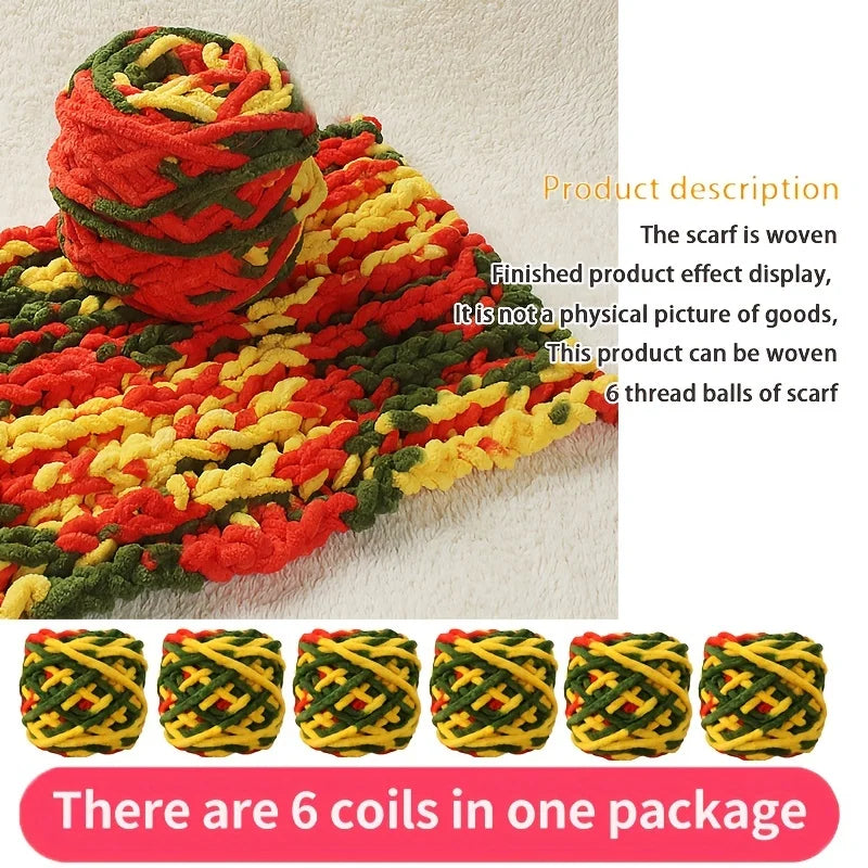 6 Yarn Balls + Teddy Bear DIY Craft Kit – Handmade Thick Woven Scarf Thread Set for Knitting, Jewelry & Creative Gift Making