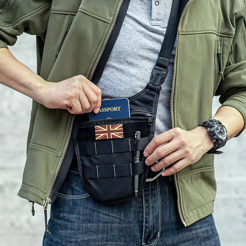 Agent Men's Underarm Tactical Shoulder Bag: Hidden Molle Waist Bag for Outdoor Travel - Anti-Theft Pack with Mobile Phone, Key, and Wallet Storage