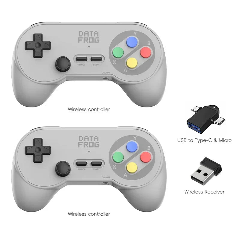 Data Frog PC07 Classic Wireless Retro Game Controller – Dual Receiver Gamepad for PC, Android TV & Arcade Gaming