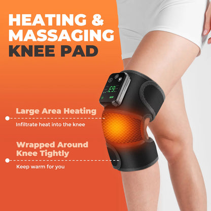 3-in-1 Electric Heated Knee Massager - Joint, Elbow, and Shoulder Pain Reliever with Thermal Vibration - Moisture Removal for Effective Physical Therapy