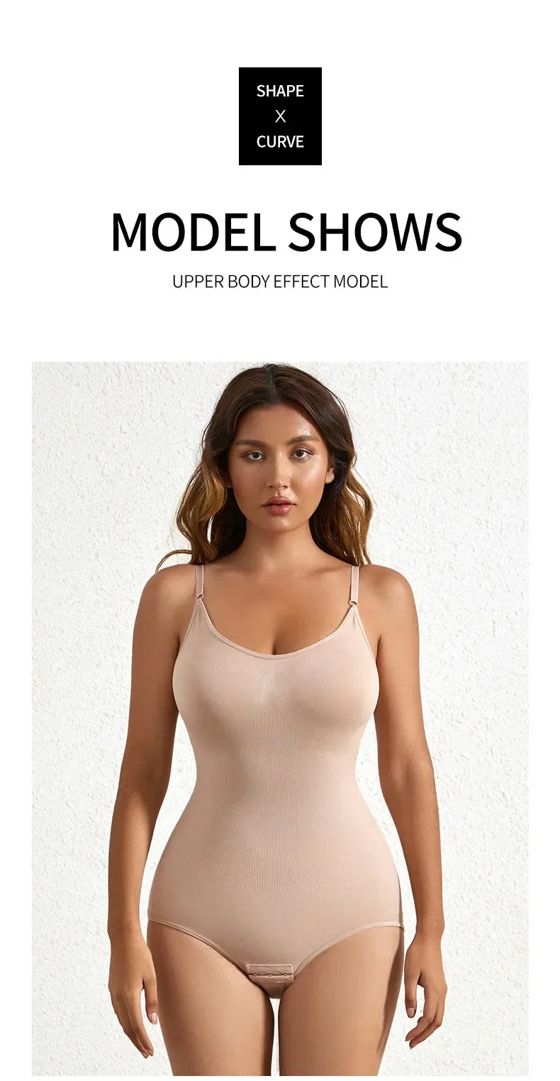 Women's Solid Seamless Shapewear Bodysuit - Tummy Control, Butt Lifting Slimming Body Shaper Underwear