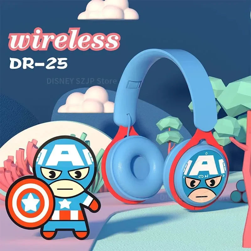 Disney Marvel Y08 Wireless Bluetooth Headphones – Foldable HIFI Surround Sound Earphones for Kids