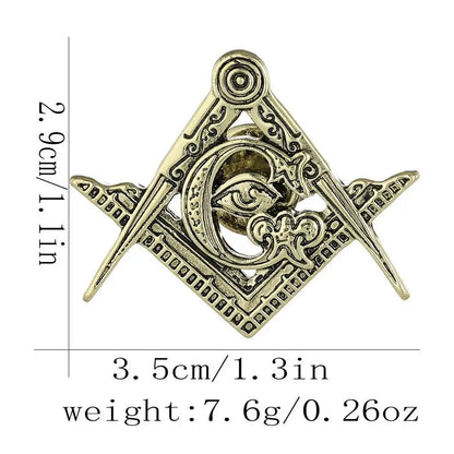 Vintage Masonic Emblem Brooch - Hollow Freemason Symbol Pin Badge for Collectors