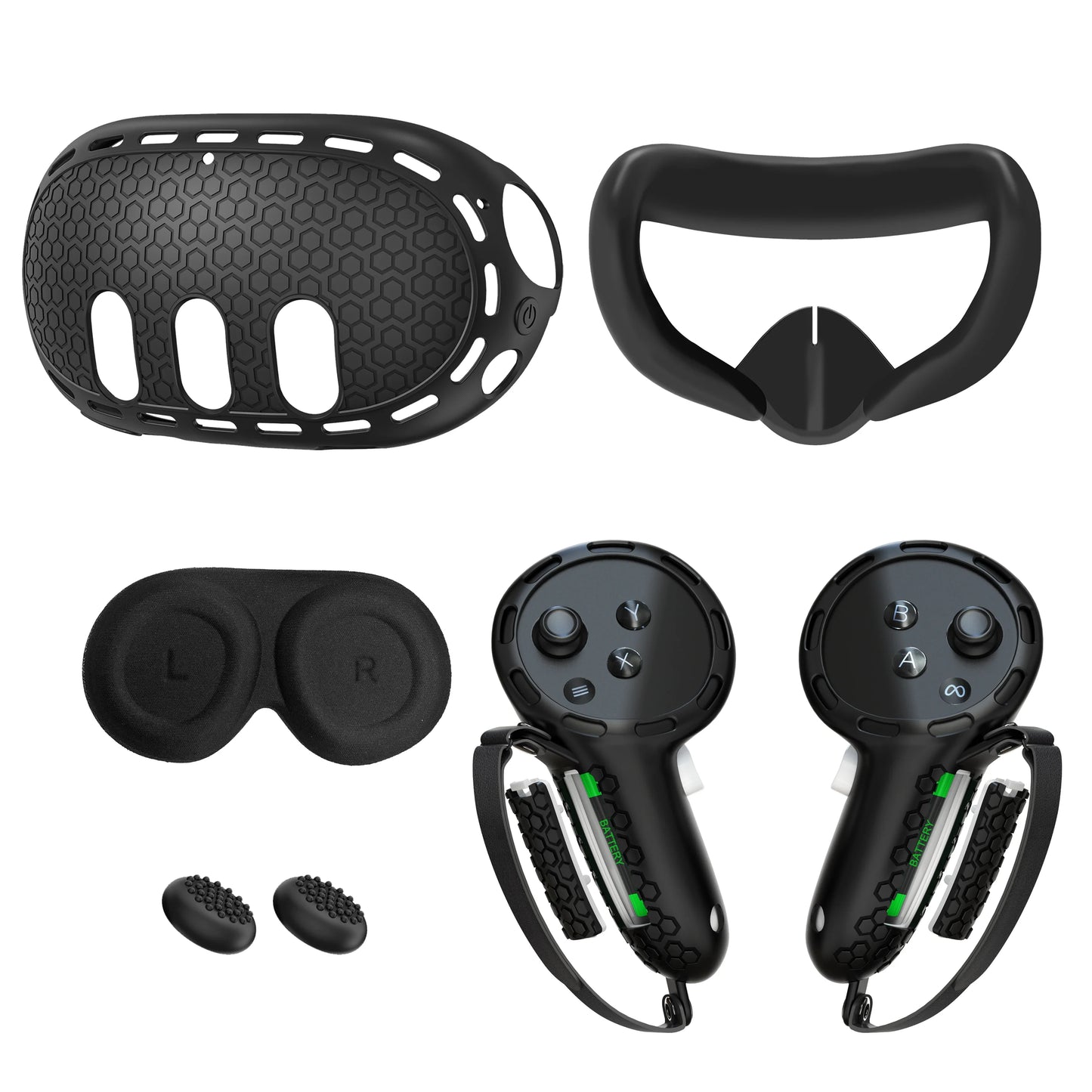 10-in-1 Soft Silicone Controller Case for Meta Quest 3/3S – Headset Grip Protector with Battery Cover, VR Accessory