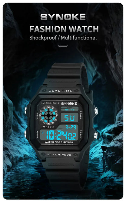 SYNOKE Men's Military Digital Sports Watch – Waterproof Luminous Chronograph Electronic Wristwatch