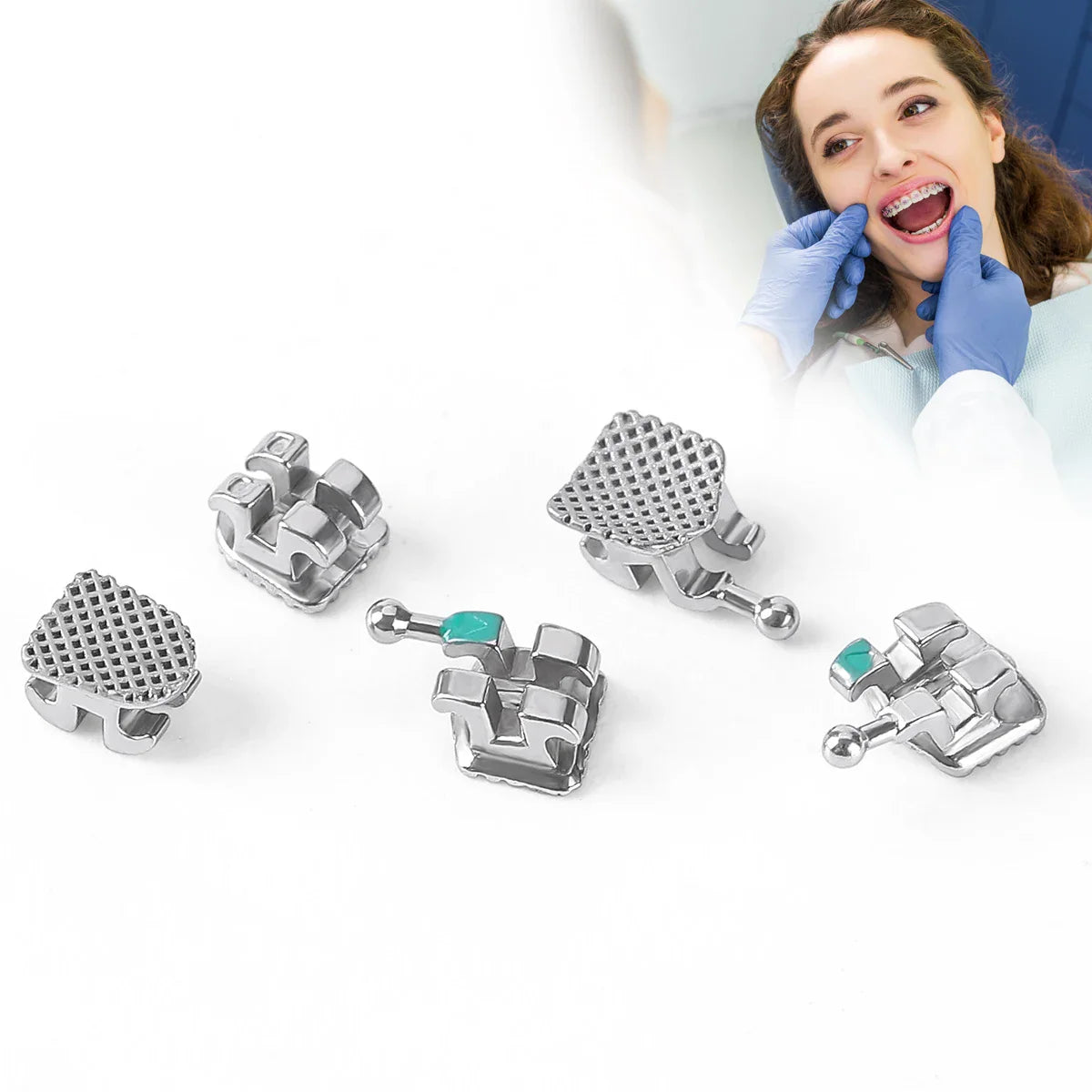 20/50 Sets JOY DENTAL Orthodontic Brackets – MIM Monoblock Metal Mini Roth .022/MBT .018 with Hooks for Dentistry Ortho Braces