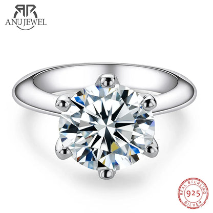 AnuJewel D Color Moissanite Engagement Ring 1–5ct — 925 Sterling Silver Gold-Plated Solitaire Ring for Women, Wholesale