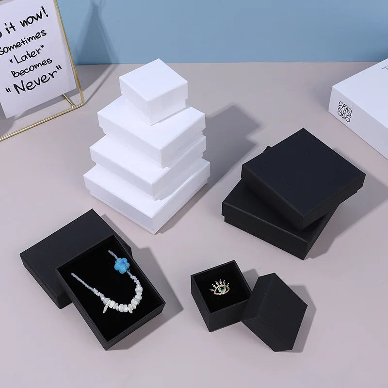 24pcs Jewelry Gift Boxes - 9x9x3cm Velvet Sponge Travel Organizer Cases for Rings Earrings Necklace Storage