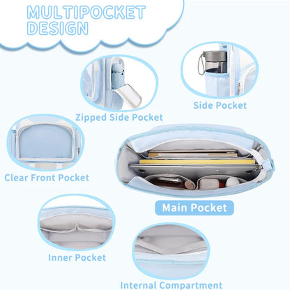 TINYAT Y2K Ita Bag — Waterproof Transparent School Backpack & Crossbody Bag for Girls with Cute Cat Ears