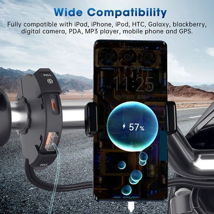 Aluminum Motorcycle Handlebar Phone Holder – Anti-Vibration Navigation & Mirror Mount Stand
