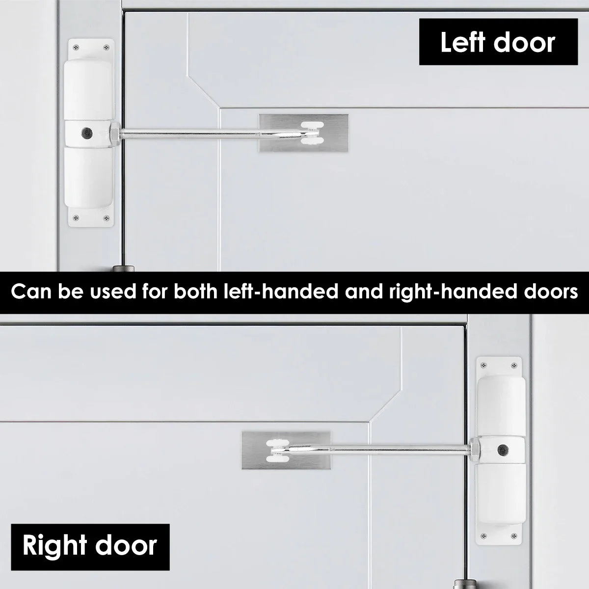 Automatic Door Closer - Metal Adjustable Heavy Duty Spring for Interior/Exterior Hinged Doors, Durable & Quiet Safety Mechanism