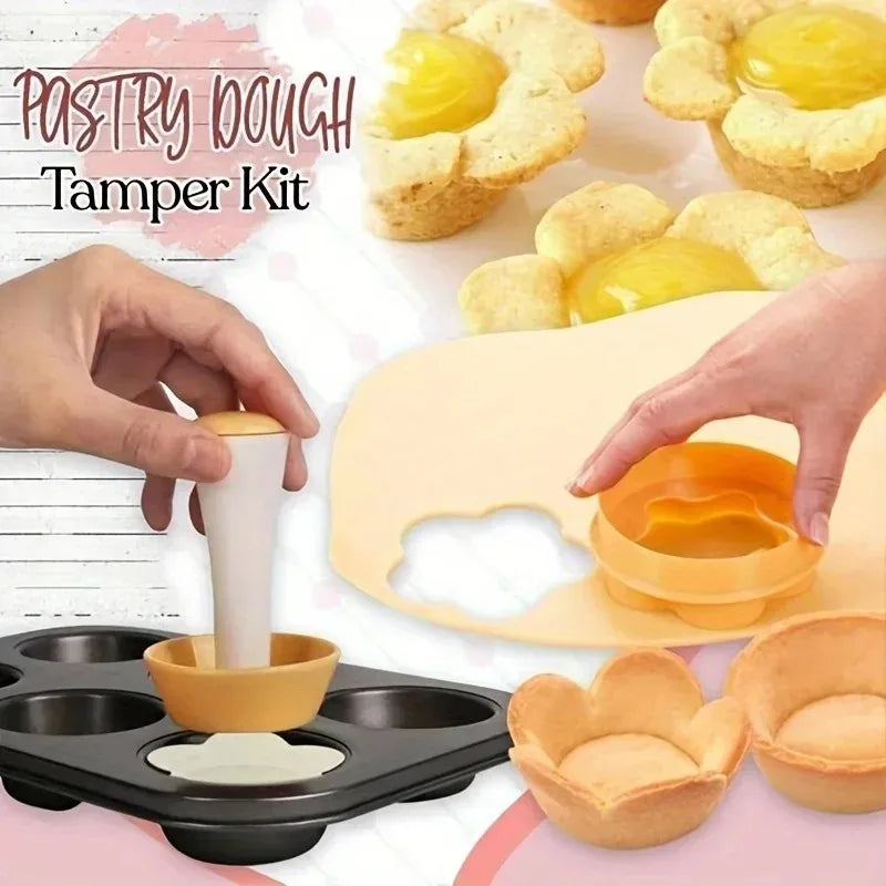 Flower-Shaped Pastry Dough Tamper Set – Cake & Biscuit Mold Press, Creative Pie Cutter & Baking Cup Shaping DIY Kitchen Tool