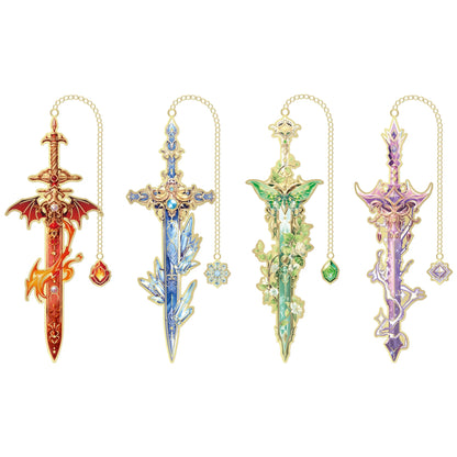 Fantasy Sword Bookmarks - 4-Piece Metal Book Markers for Books, Journals and Planners