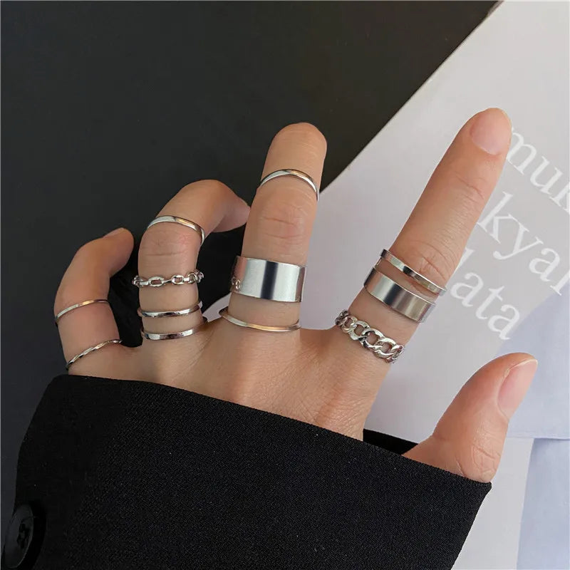 Women’s Silver Crystal Ring Set – Cubic Zirconia Moon, Arrow, Flower & Heart Wedding Fashion Jewelry