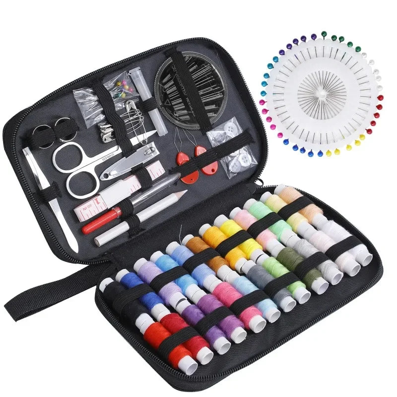 Complete Sewing Kit – Portable Travel DIY Embroidery & Handwork Set with Threads, Needles, Scissors, Tape Measure & Buttons