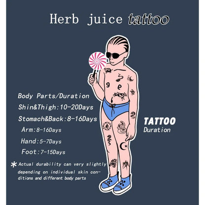 Lightning Hand Back Tattoo Sticker — Waterproof Herbal Juice Semi-Permanent Fake Tattoo for Arms & Legs