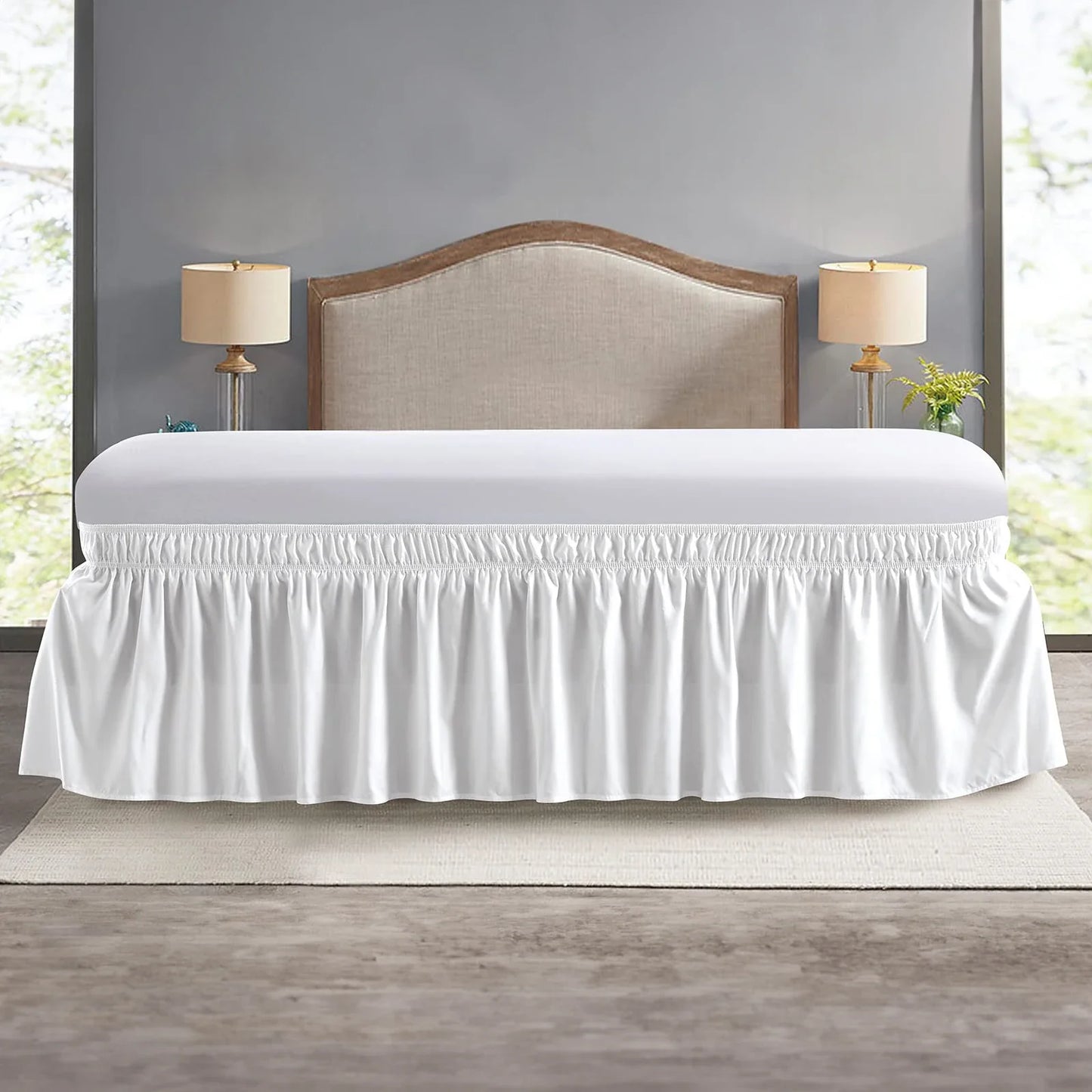 Elastic Wrap-Around Bed Skirt – Soft Fade-Resistant Ruffle Bed Cover & Mattress Protector (Couvre Lit Style)