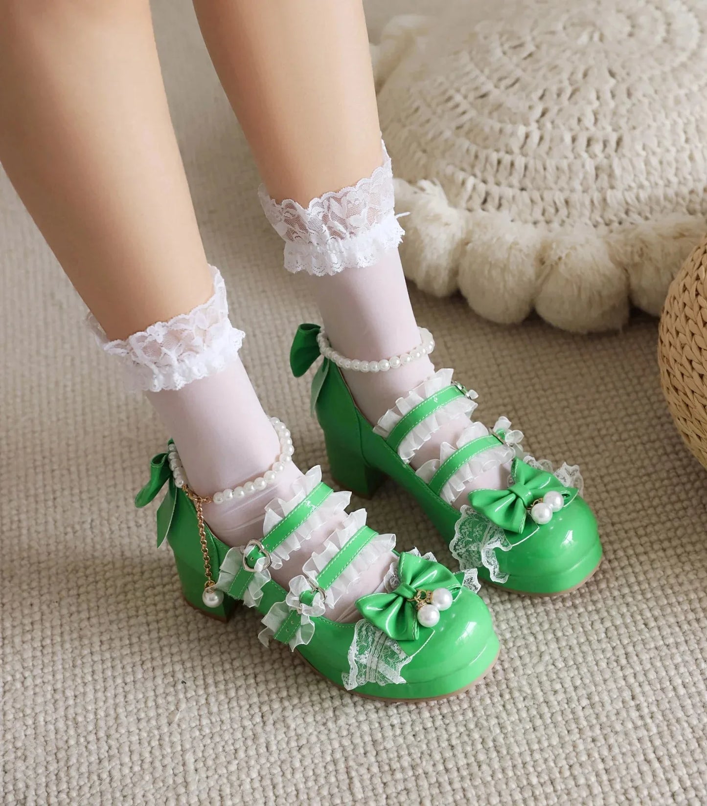 Women’s Cross Strap Mary Jane High Heels – Party, Wedding, Cosplay Lolita Pumps in White, Pink, Black, Strawberry Bow 2025