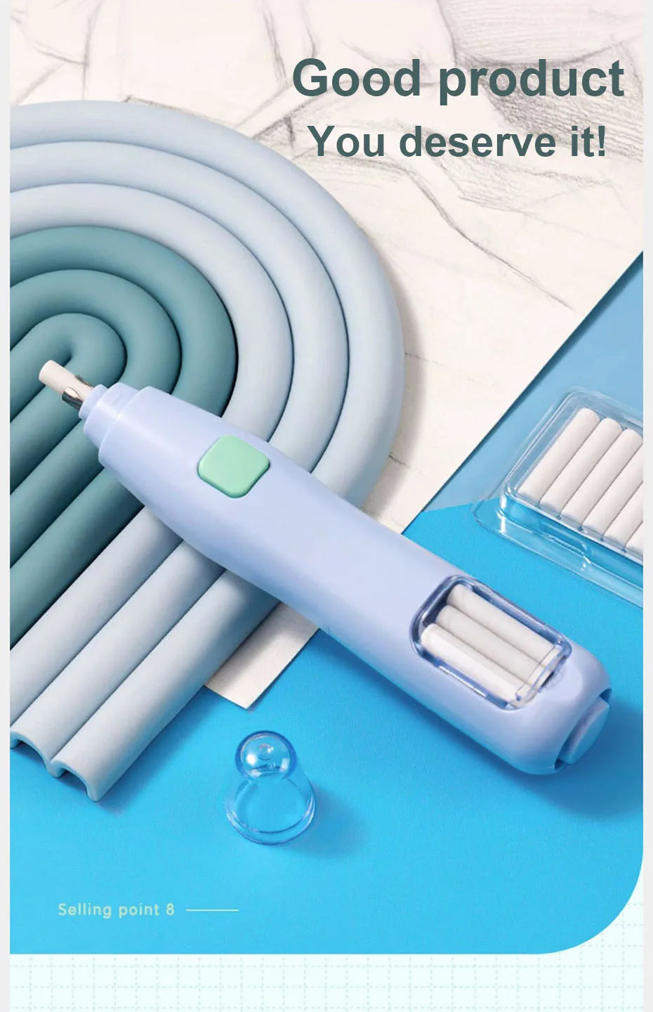 Deli Electric Eraser Pen — Automatic Sketch & Drawing Eraser with Refill Batteries for Kids