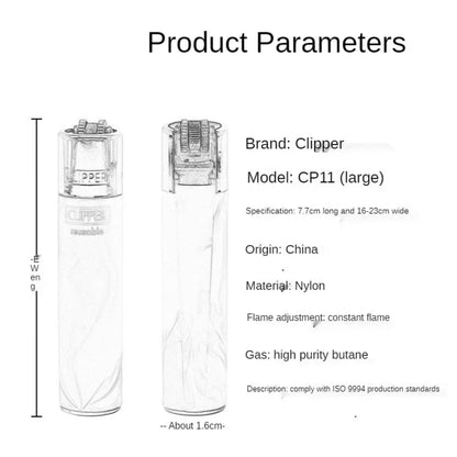 Original Spanish Clipper Refillable Gas Lighter – Personality Pattern 8-Piece Boxed Set Smoking Collection Gift Wholesale Lighter Pack