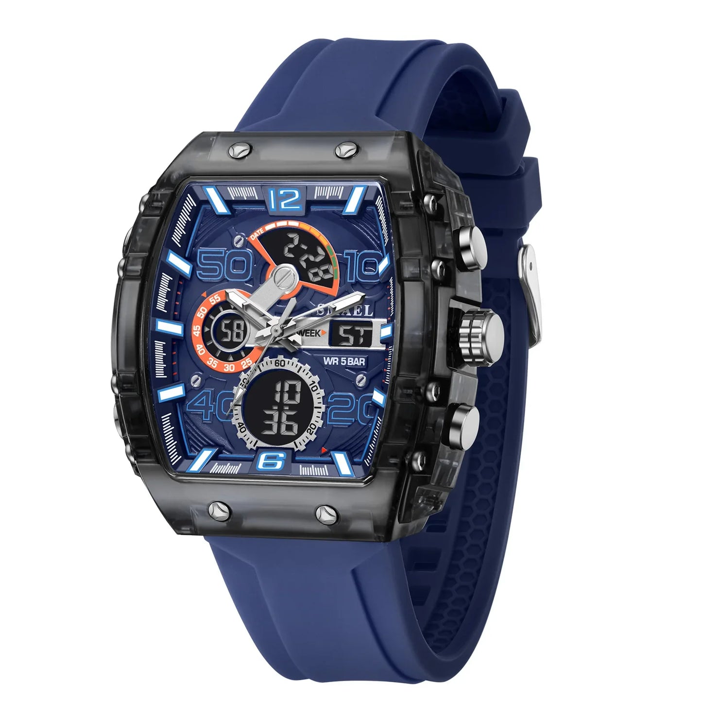 SMAEL 8109 Men’s Digital Sports Watch – Square Dual Display, Waterproof, Luminous, Multi-Color Fashion Electronic Wristwatch