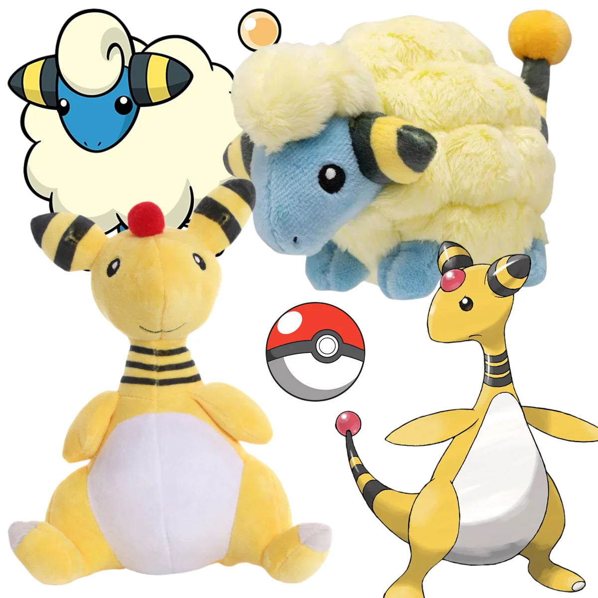 Pokemon Plush Toys — Pikachu, Mareep, Flaaffy, Ampharos, Gengar, Mewtwo, Arceus, Manaphy, Butterfree, Milotic, Lucario & Greninja Stuffed Dolls